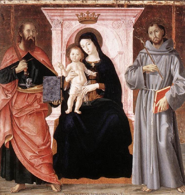 ANTONIAZZO ROMANO Madonna Enthroned with the Infant Christ and Saints jj Norge oil painting art
